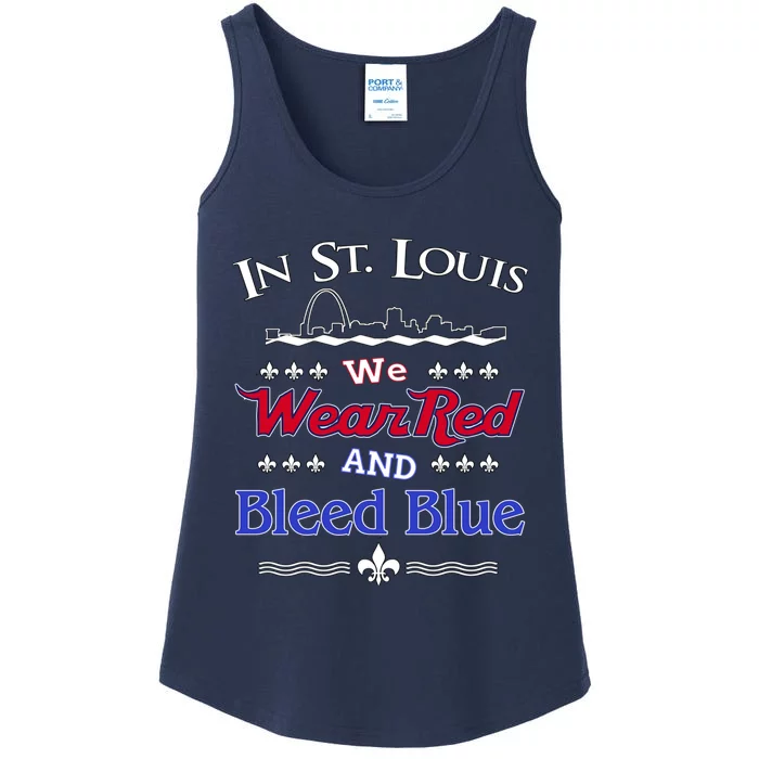 In St. Louis We Wear Red and Bleed Blue Sports Fan Ladies Essential Tank