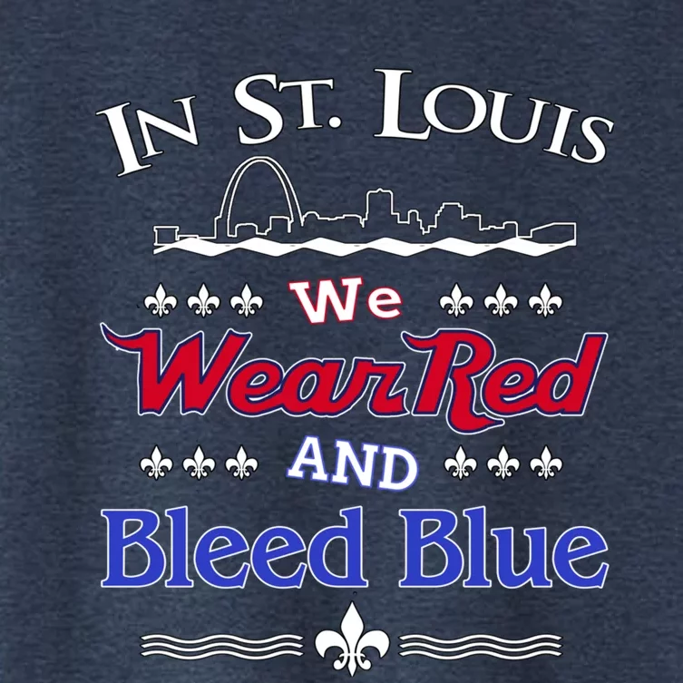 In St. Louis We Wear Red and Bleed Blue Sports Fan Women's Crop Top Tee