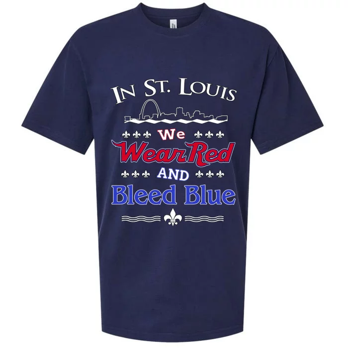 In St. Louis We Wear Red and Bleed Blue Sports Fan Sueded Cloud Jersey T-Shirt