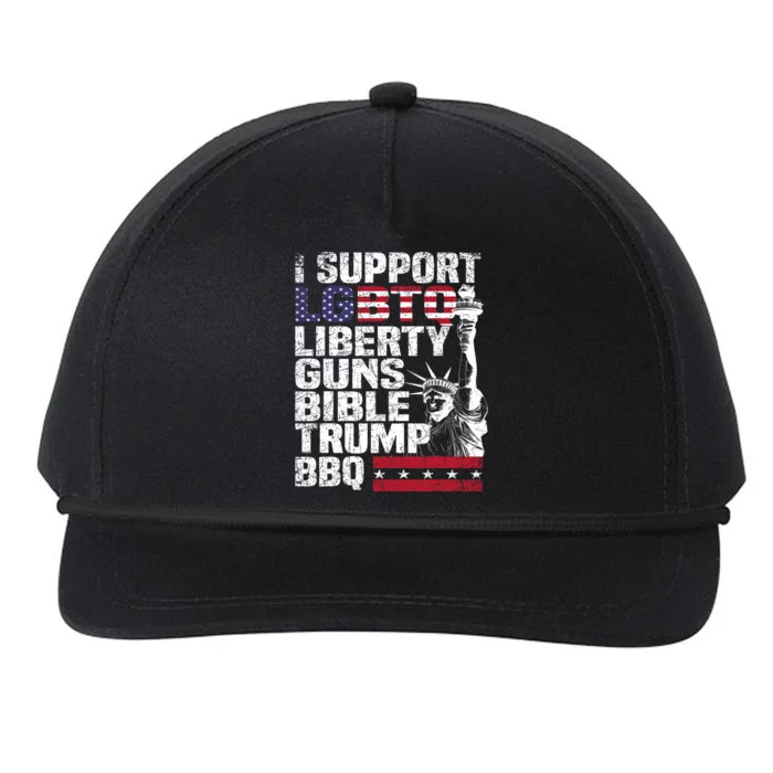 I Support Lgbtq Liberty Guns Bible Trump Bbq Snapback Five-Panel Rope Hat