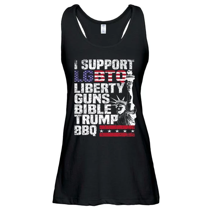 I Support Lgbtq Liberty Guns Bible Trump Bbq Ladies Essential Flowy Tank