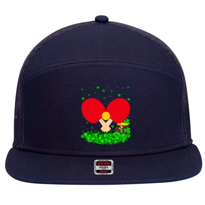 Irish Shamrock Leprechaun Table Tennis St Patrick's Day Gift 7 Panel Mesh Trucker Snapback Hat