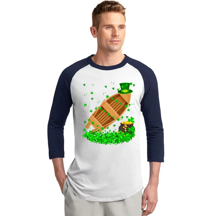 Irish Shamrock Leprechaun Fishing Boat St Patrick's Day Cool Gift Baseball Sleeve Shirt