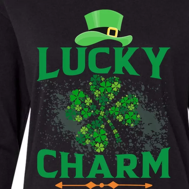 Irish Shamrock Lucky Charm Womens Cotton Relaxed Long Sleeve T-Shirt