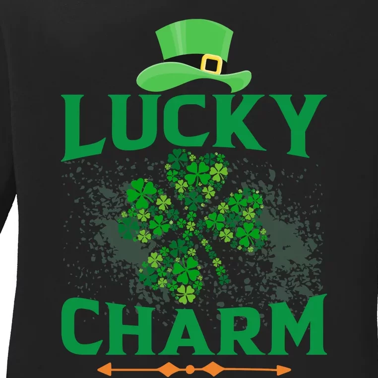 Irish Shamrock Lucky Charm Ladies Long Sleeve Shirt