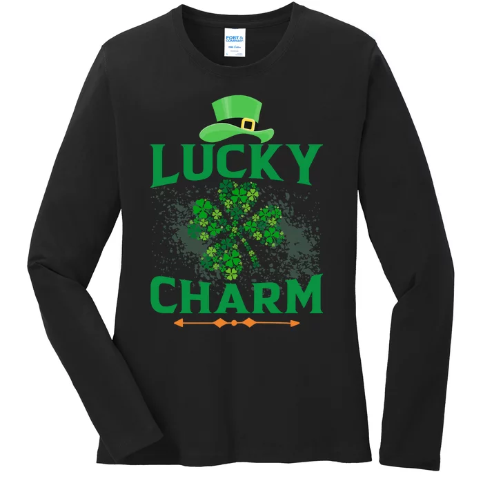 Irish Shamrock Lucky Charm Ladies Long Sleeve Shirt