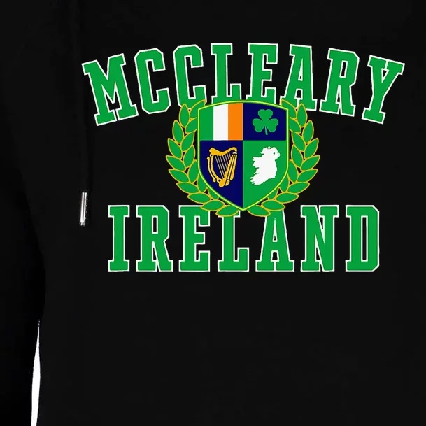 Irish Surname Mccleary Ireland Crest Womens Funnel Neck Pullover Hood