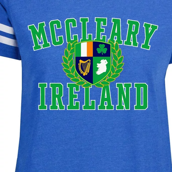 Irish Surname Mccleary Ireland Crest Enza Ladies Jersey Football T-Shirt