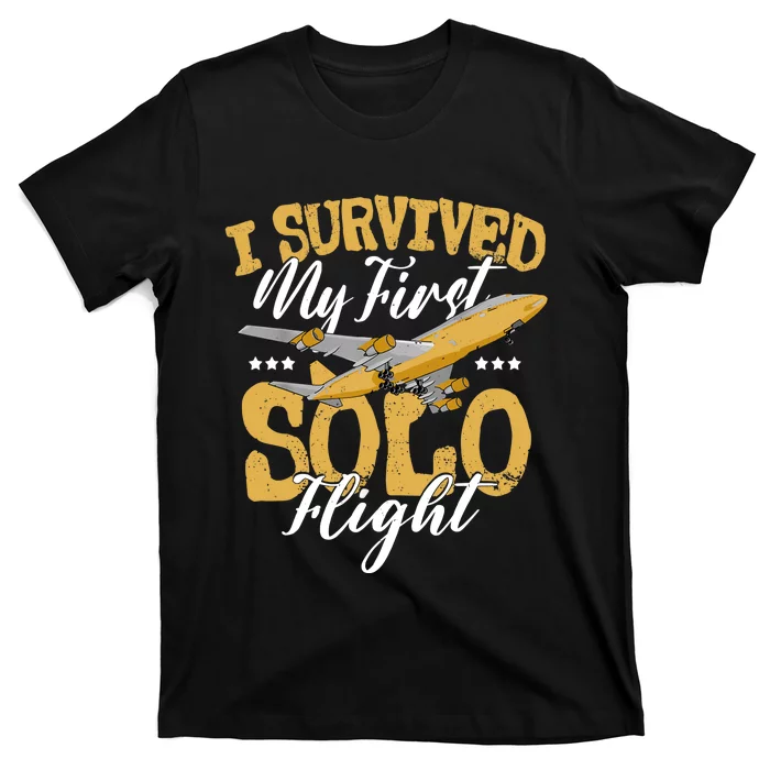 I Survived My First Solo Flight Funny New Pilot T-Shirt