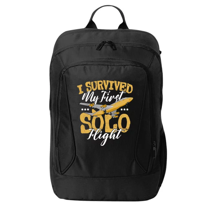 I Survived My First Solo Flight Funny New Pilot City Backpack