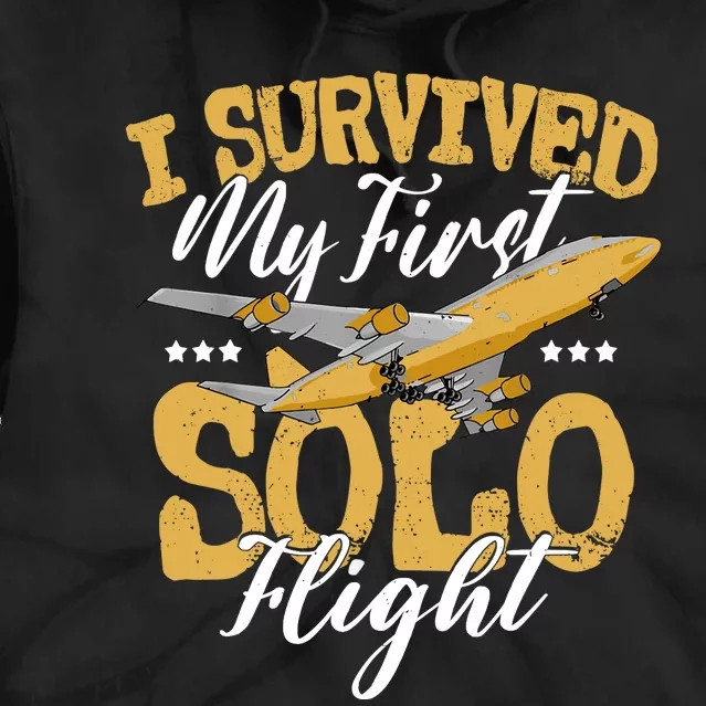 I Survived My First Solo Flight Funny New Pilot Tie Dye Hoodie