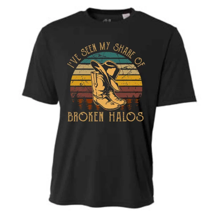 Ive Seen My Share Of Broken Halos Cowboy Boots Country Music Cooling Performance Crew T-Shirt