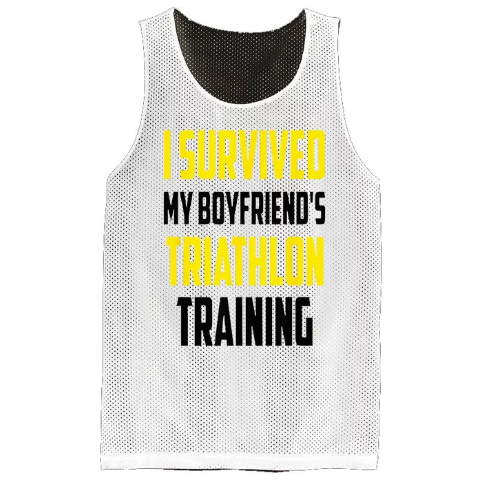 I Survived My BoyfriendS Triathlon Training Triathlete Mesh Reversible Basketball Jersey Tank