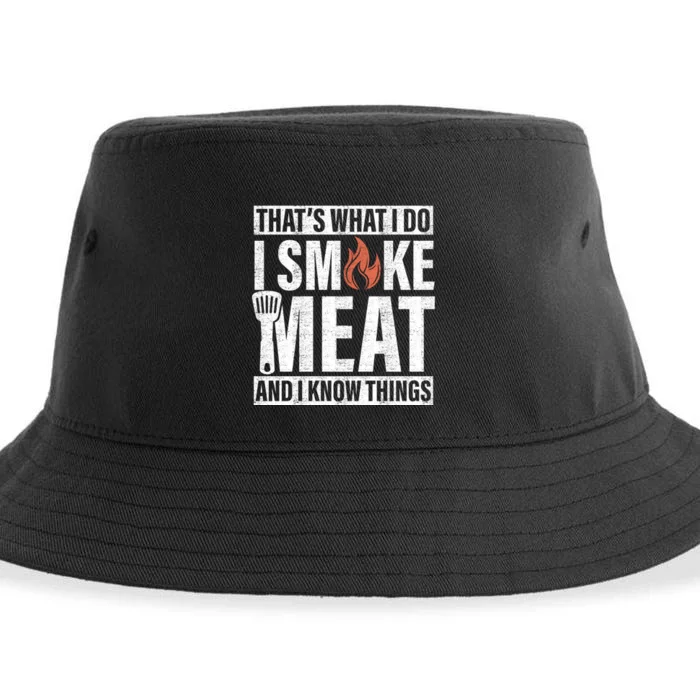 I Smoke Meat And I Know Things Funny BBQ Smoker Sustainable Bucket Hat