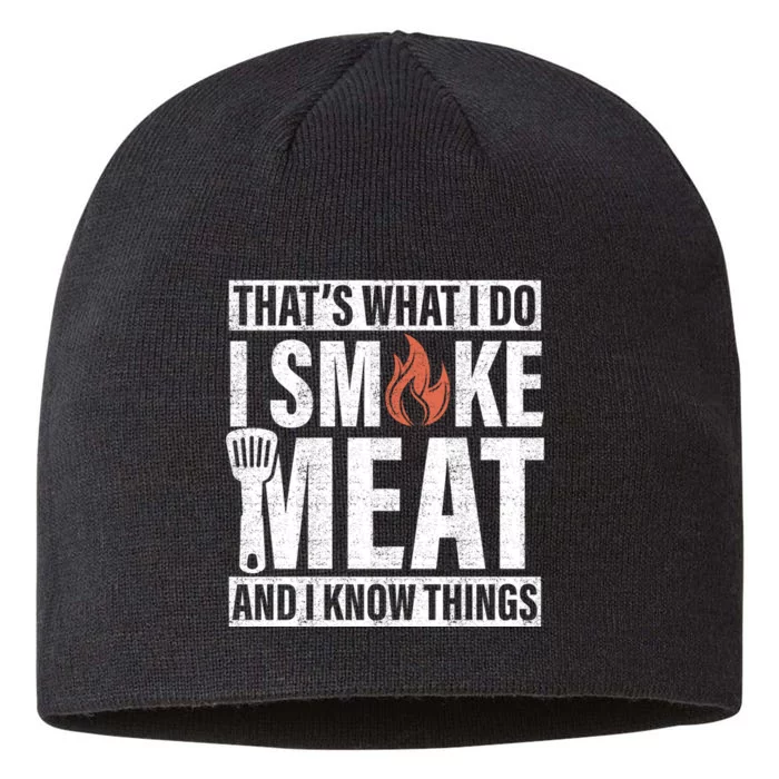 I Smoke Meat And I Know Things Funny BBQ Smoker 8 1/2in Sustainable Knit Beanie