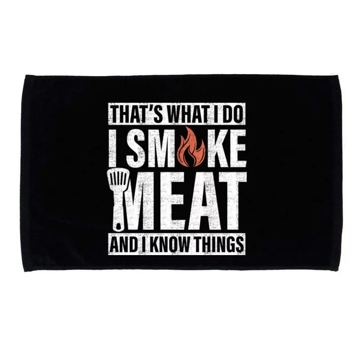 I Smoke Meat And I Know Things Funny BBQ Smoker Microfiber Hand Towel