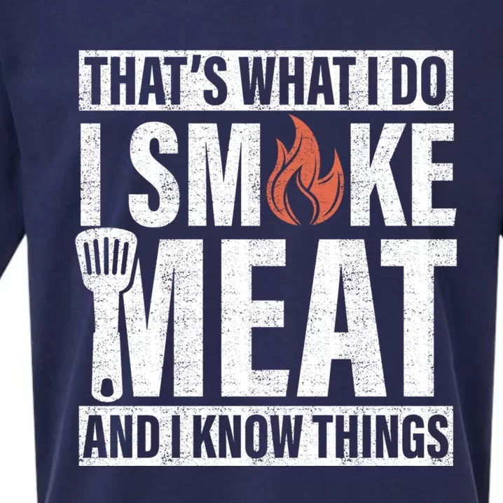 I Smoke Meat And I Know Things Funny BBQ Smoker Sueded Cloud Jersey T-Shirt