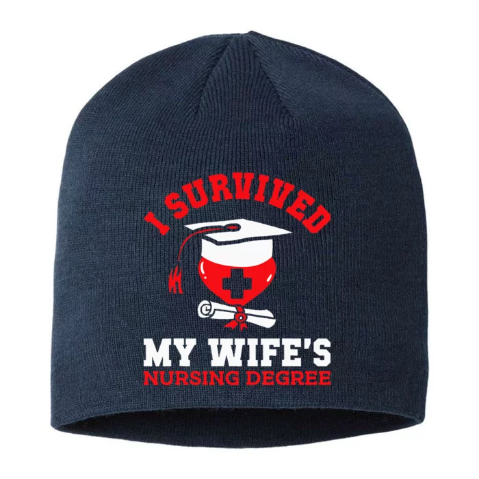 I Survived My WifeS Nursing Degree Nurse Rn Graduation 2024 8 1/2in Sustainable Knit Beanie