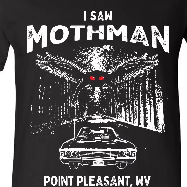 I Saw Mothman In Point Pleasant West Virginia Cryptid V-Neck T-Shirt