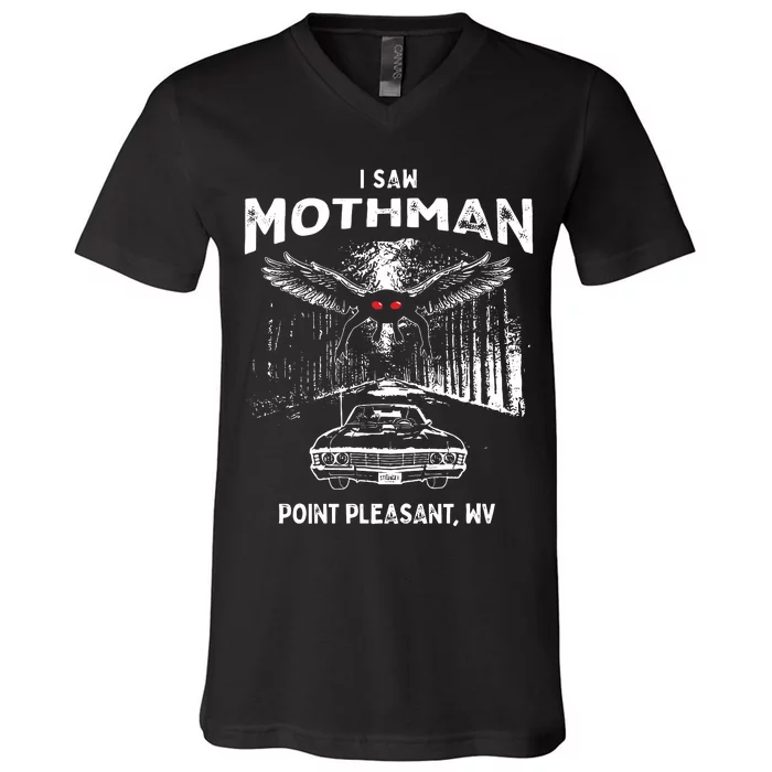 I Saw Mothman In Point Pleasant West Virginia Cryptid V-Neck T-Shirt