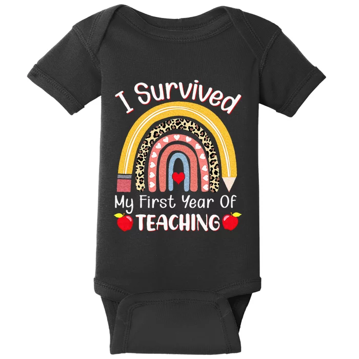 I Survived My First Year Of Teaching Funny New Teacher Joke Baby Bodysuit