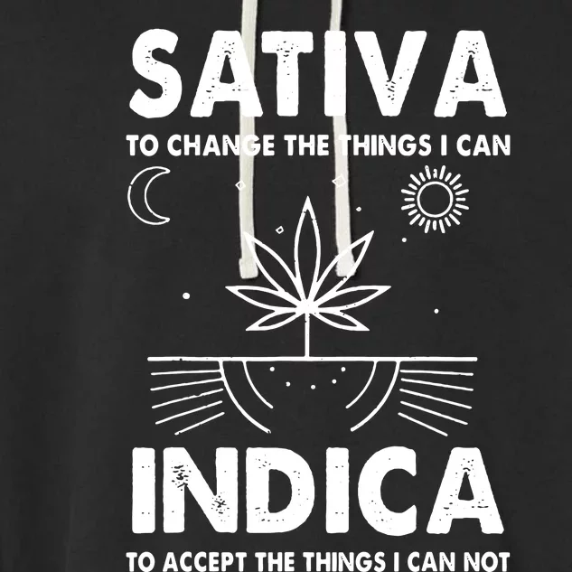 Indica Sativa Meme Funny Weed 420 Cannabis Clothing Stoner Garment-Dyed Fleece Hoodie