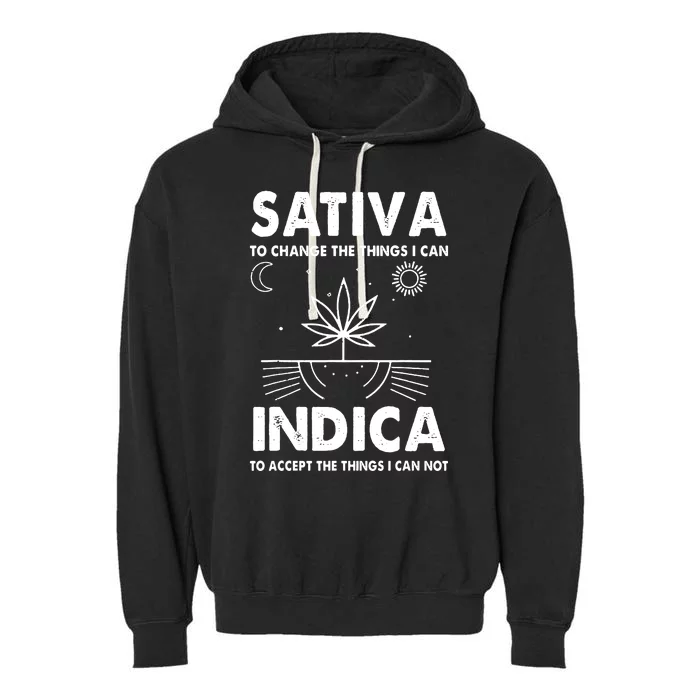 Indica Sativa Meme Funny Weed 420 Cannabis Clothing Stoner Garment-Dyed Fleece Hoodie