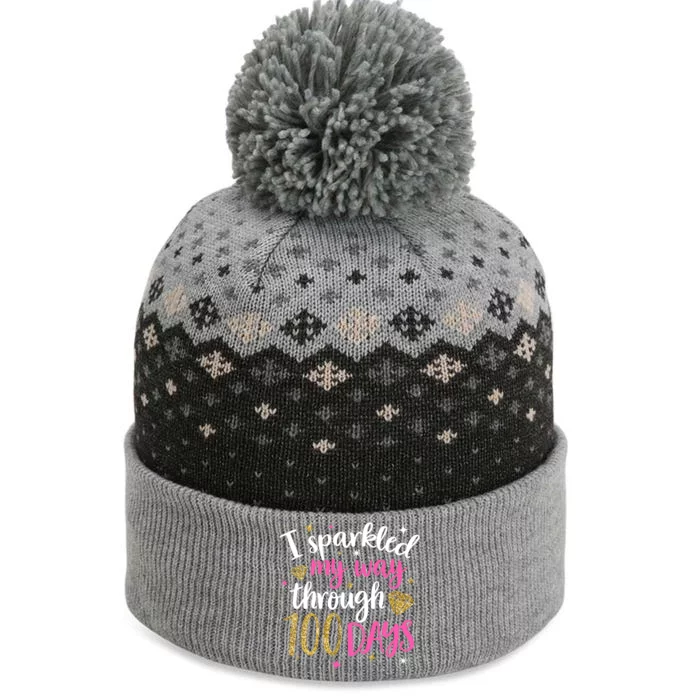 I Sparkled My Way Through 100 Days Of School Brighter Cute Gift The Baniff Cuffed Pom Beanie