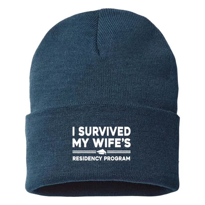 I Survived My Wifes Residency Program Medical Graduation Sustainable Knit Beanie