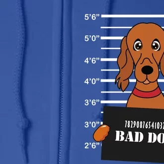 Irish Setter Mug Shot Bad Dog Mom Dad Gift Full Zip Hoodie