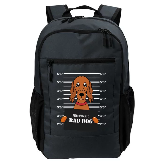 Irish Setter Mug Shot Bad Dog Mom Dad Gift Daily Commute Backpack