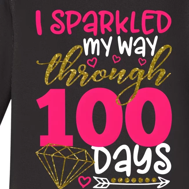 I Sparkled My Way Through 100 Days Of School Baby Long Sleeve Bodysuit