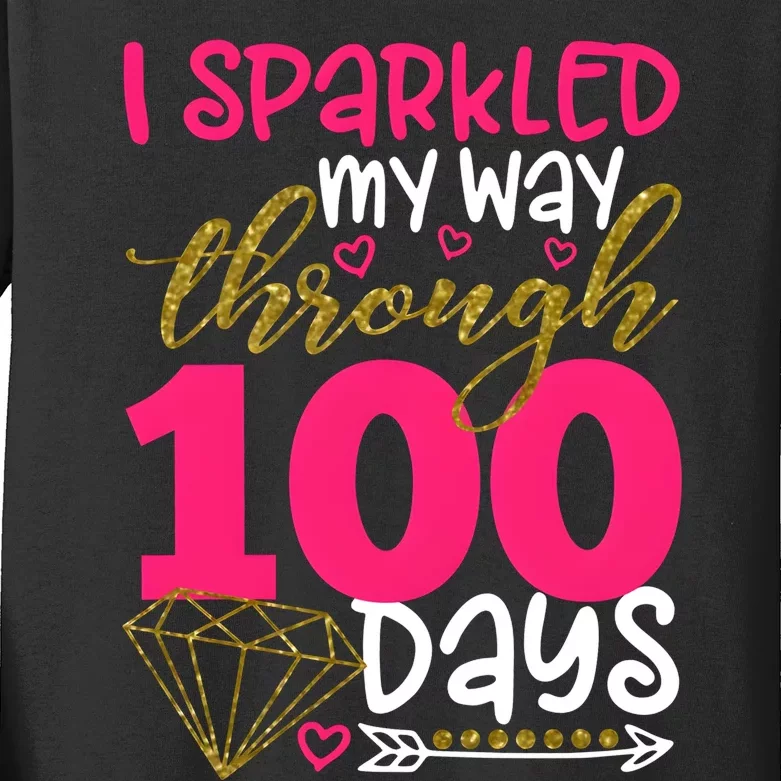 I Sparkled My Way Through 100 Days Of School Kids Long Sleeve Shirt