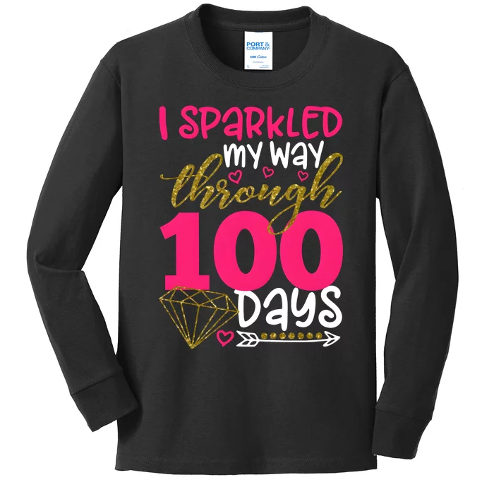 I Sparkled My Way Through 100 Days Of School Kids Long Sleeve Shirt