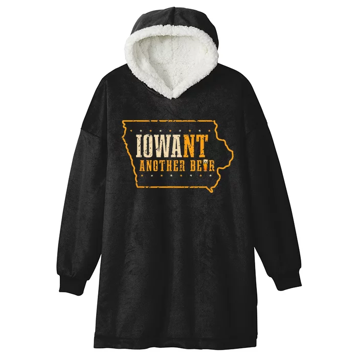 Iowa State Map I Want Another Beer Funny Drinking Hooded Wearable Blanket