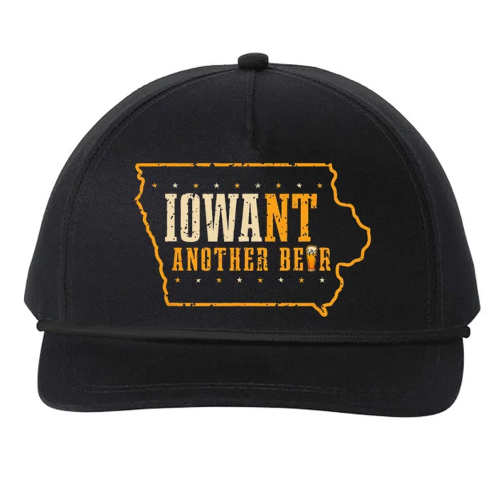 Iowa State Map I Want Another Beer Funny Drinking Snapback Five-Panel Rope Hat