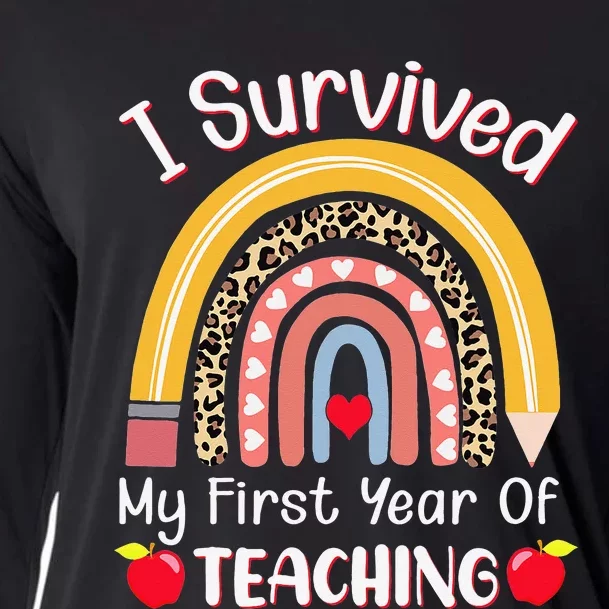 I Survived My First Year of Teaching Funny New Teacher Joke Cooling Performance Long Sleeve Crew