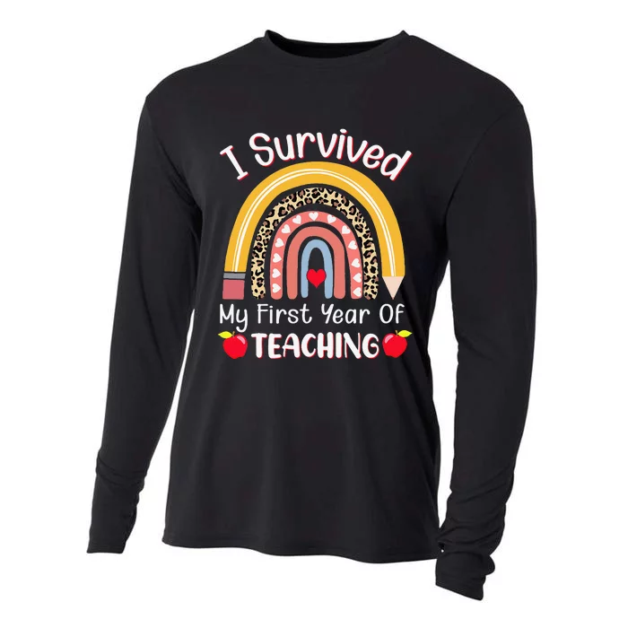 I Survived My First Year of Teaching Funny New Teacher Joke Cooling Performance Long Sleeve Crew