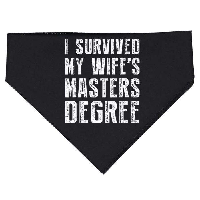 I Survived My Wifes Masters Degree Graduation Gifts Friends USA-Made Doggie Bandana