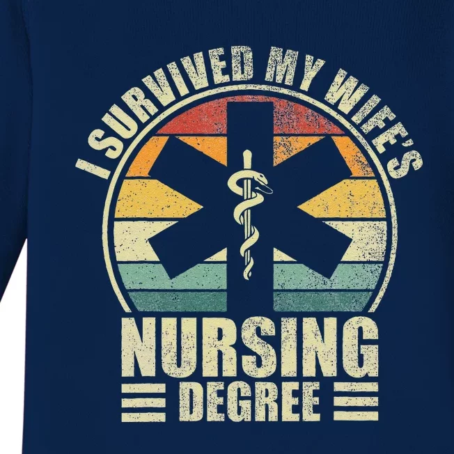 I Survived My WifeS Nursing Degree. Nursing Graduation Baby Long Sleeve Bodysuit