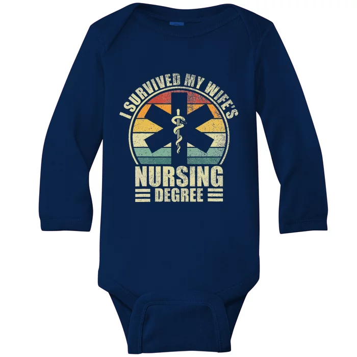 I Survived My WifeS Nursing Degree. Nursing Graduation Baby Long Sleeve Bodysuit