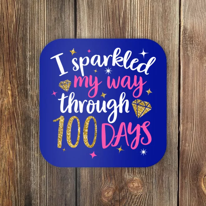 I Sparkled My Way Through 100 Days Of School Brighter Cute Funny Gift Coaster