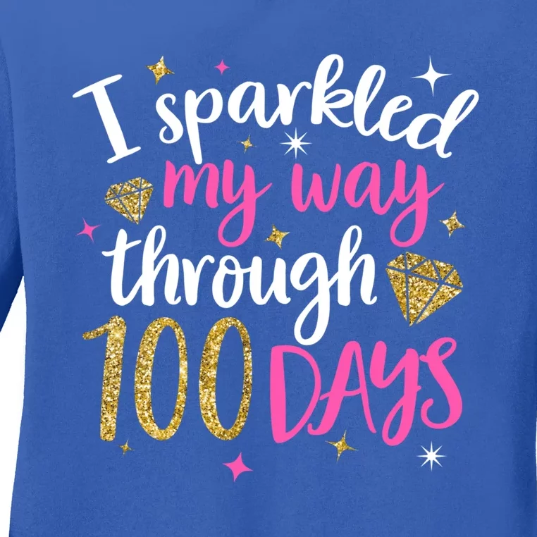 I Sparkled My Way Through 100 Days Of School Brighter Cute Funny Gift Ladies Long Sleeve Shirt