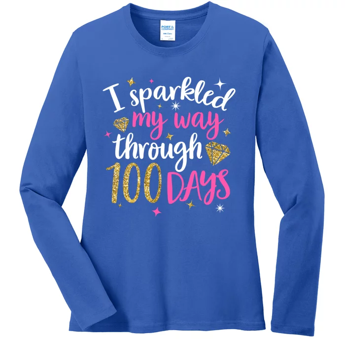 I Sparkled My Way Through 100 Days Of School Brighter Cute Funny Gift Ladies Long Sleeve Shirt