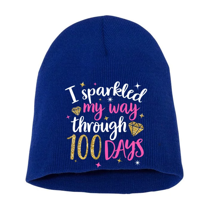 I Sparkled My Way Through 100 Days Of School Brighter Cute Funny Gift Short Acrylic Beanie