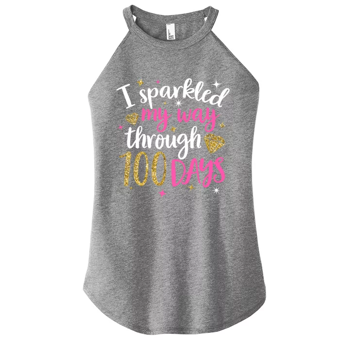 I Sparkled My Way Through 100 Days Of School Brighter Cute Funny Gift Women’s Perfect Tri Rocker Tank