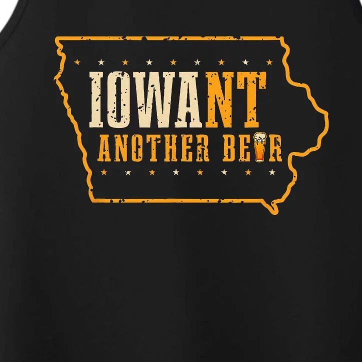 Iowa State Map I Want Another Beer Funny Drinking Performance Tank