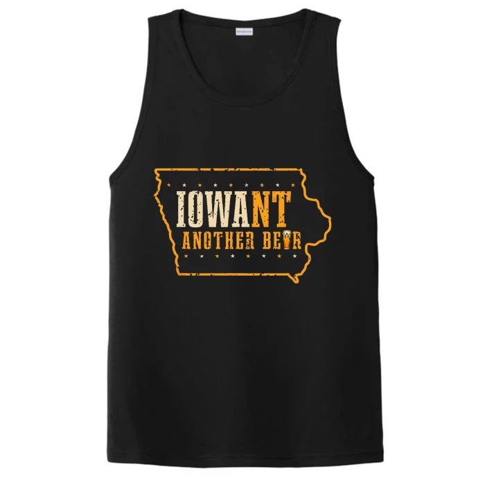 Iowa State Map I Want Another Beer Funny Drinking Performance Tank