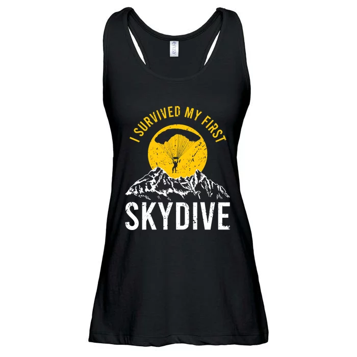 I Survived My First Sky Diving Funny Parachuting Skydiver Ladies Essential Flowy Tank