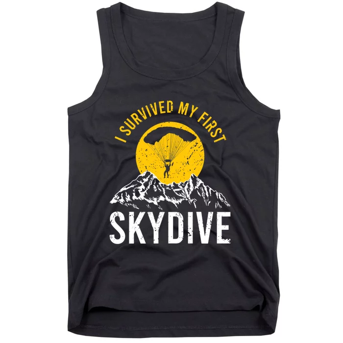 I Survived My First Sky Diving Funny Parachuting Skydiver Tank Top